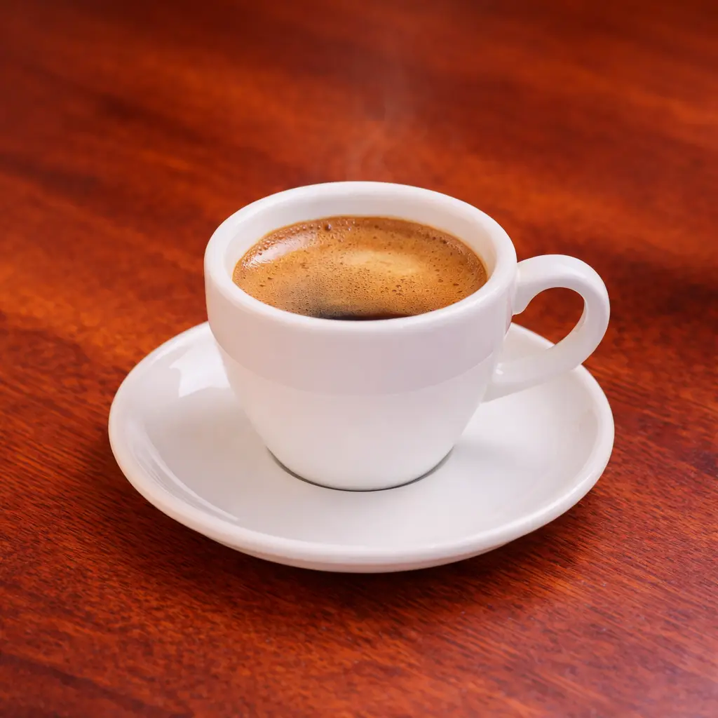 Rich espresso with golden crema served in a white ceramic cup at Cafe Galata in Guelph